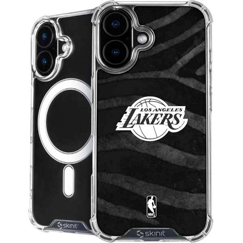 NBA Los Angeles Lakers Black Animal Print iPhone 16 Plus MagSafe Case