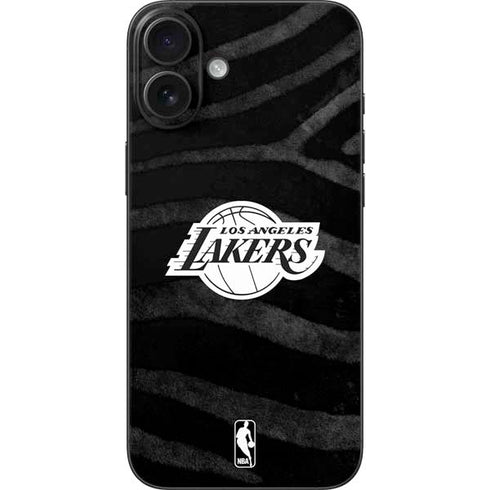 NBA Los Angeles Lakers Black Animal Print iPhone 16 Plus Skin
