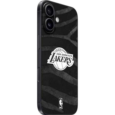 NBA Los Angeles Lakers Black Animal Print iPhone 16 Plus Skin