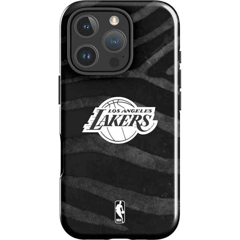 NBA Los Angeles Lakers Black Animal Print iPhone 16 Pro Impact Case