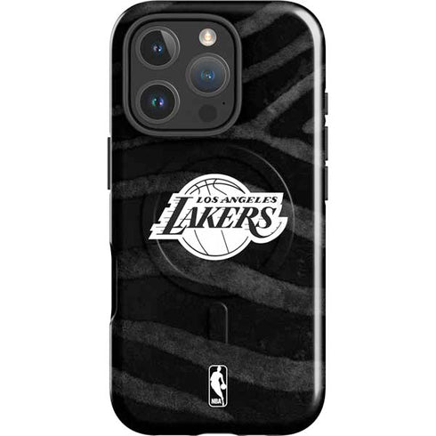 NBA Los Angeles Lakers Black Animal Print iPhone 16 Pro Magsafe Impact Case