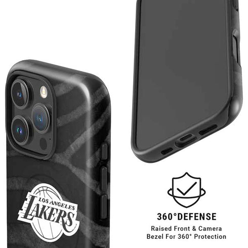 NBA Los Angeles Lakers Black Animal Print iPhone 16 Pro Magsafe Impact Case