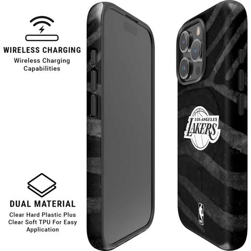 NBA Los Angeles Lakers Black Animal Print iPhone 16 Pro Magsafe Impact Case