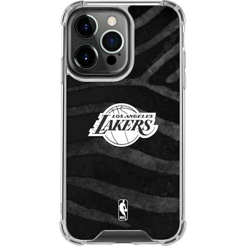 NBA Los Angeles Lakers Black Animal Print iPhone 16 Pro Max Clear Case