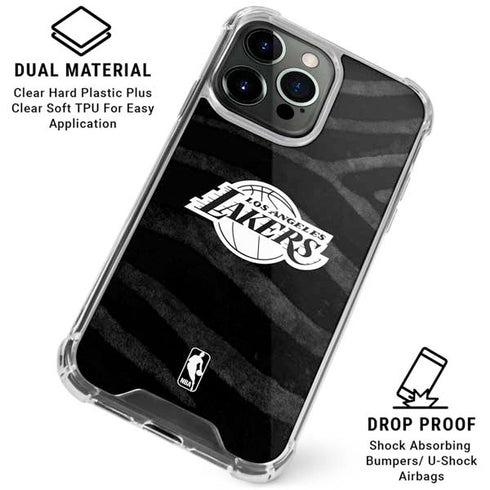 NBA Los Angeles Lakers Black Animal Print iPhone 16 Pro Max Clear Case