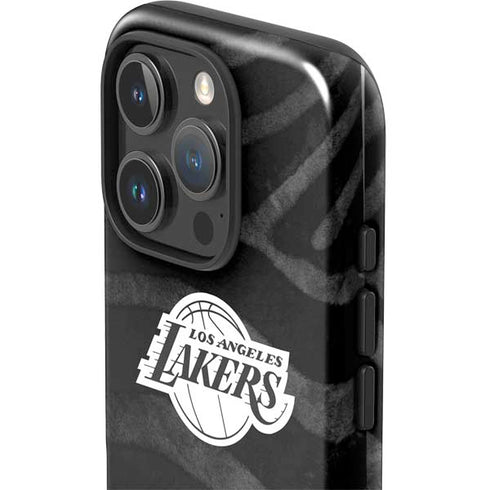 NBA Los Angeles Lakers Black Animal Print iPhone 16 Pro Max Impact Case