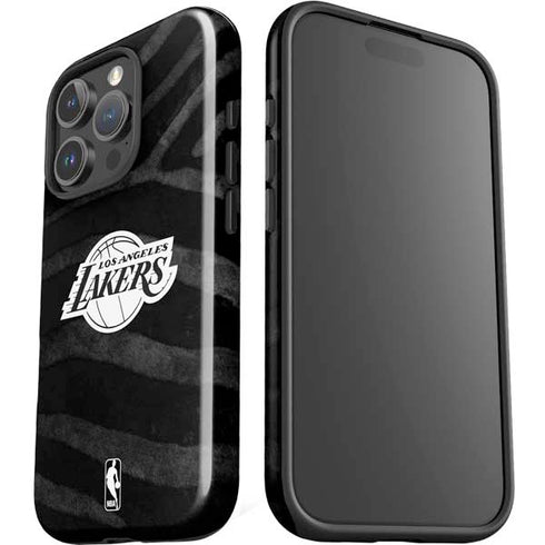NBA Los Angeles Lakers Black Animal Print iPhone 16 Pro Max Impact Case