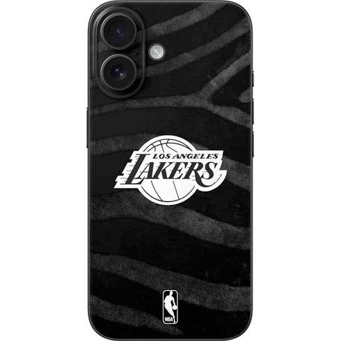 NBA Los Angeles Lakers Black Animal Print iPhone 16 Skin