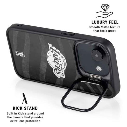 NBA Los Angeles Lakers Black Animal Print iPhone 16e Kickstand Case