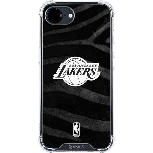 NBA Los Angeles Lakers Black Animal Print iPhone 16e Clear Case