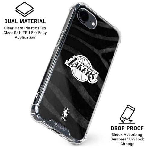 NBA Los Angeles Lakers Black Animal Print iPhone 16e Clear Case