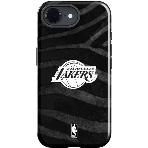 NBA Los Angeles Lakers Black Animal Print iPhone 16e Impact Case