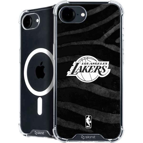 NBA Los Angeles Lakers Black Animal Print iPhone 16e MagSafe Case