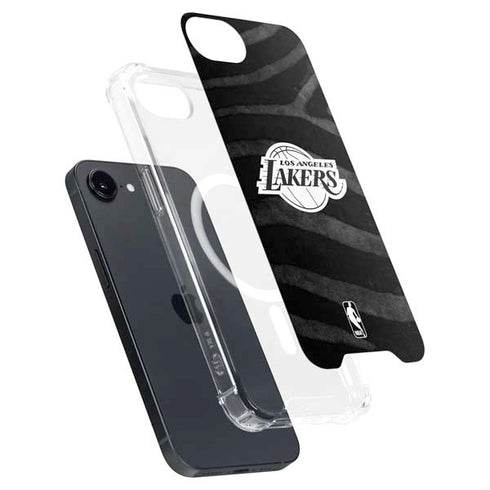 NBA Los Angeles Lakers Black Animal Print iPhone 16e MagSafe Case