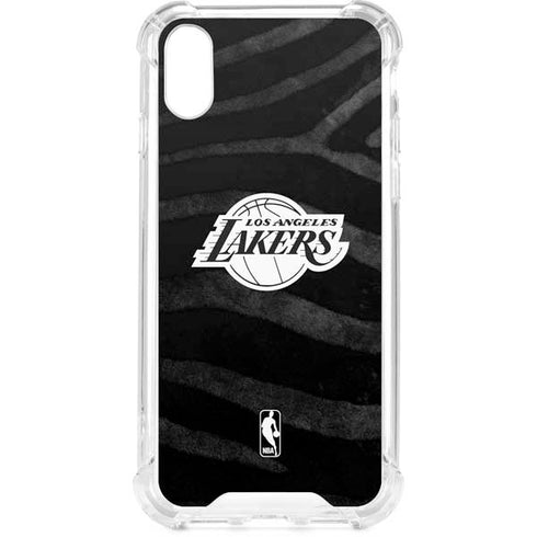 NBA Los Angeles Lakers Black Animal Print iPhone XS Clear Case