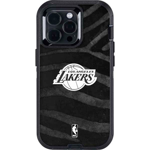NBA Los Angeles Lakers Black Animal Print Otterbox Defender iPhone Skin