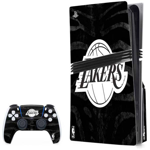 NBA Los Angeles Lakers Black Animal Print PS5 Pro Disk Bundle Skin