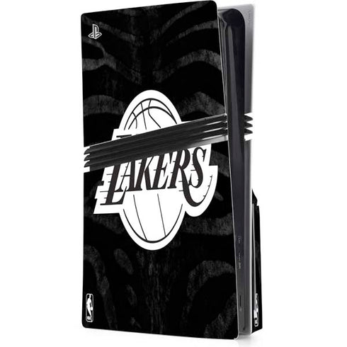 NBA Los Angeles Lakers Black Animal Print PS5 Pro Disk Console Skin