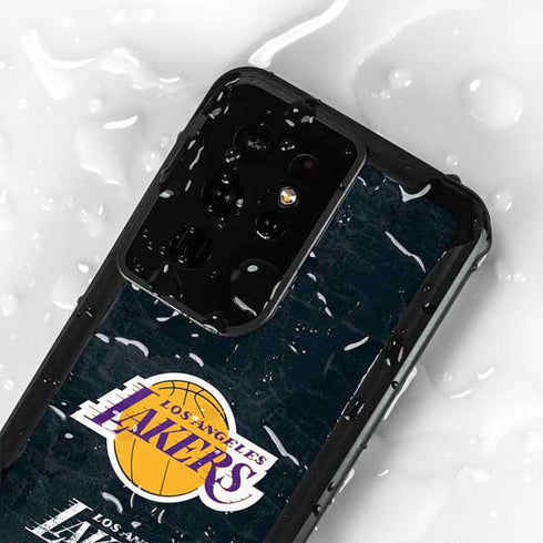 NBA Los Angeles Lakers Black Primary Logo Galaxy S24 Ultra Waterproof Case