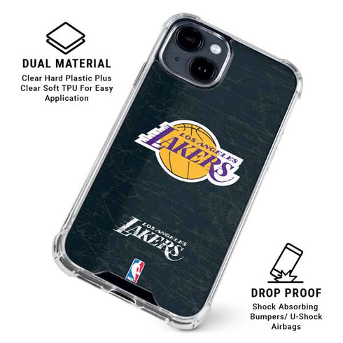 NBA Los Angeles Lakers Black Primary Logo iPhone 15 Clear Case