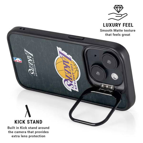 NBA Los Angeles Lakers Black Primary Logo iPhone 15 Plus Kickstand Case