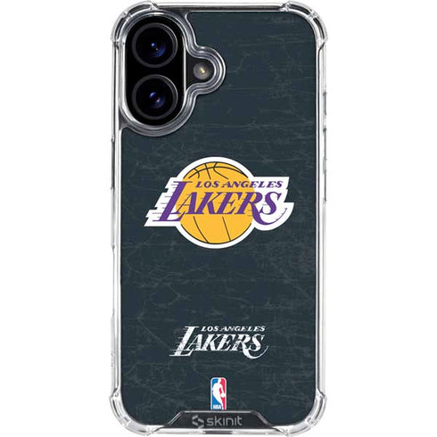 NBA Los Angeles Lakers Black Primary Logo iPhone 16 Plus Clear Case