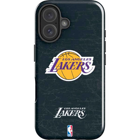 NBA Los Angeles Lakers Black Primary Logo iPhone 16 Plus Impact Case