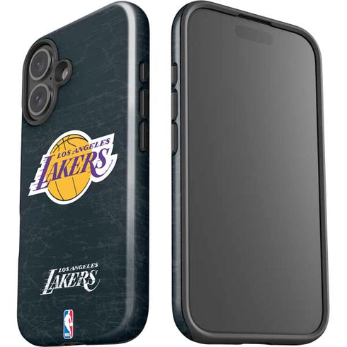 NBA Los Angeles Lakers Black Primary Logo iPhone 16 Plus Impact Case