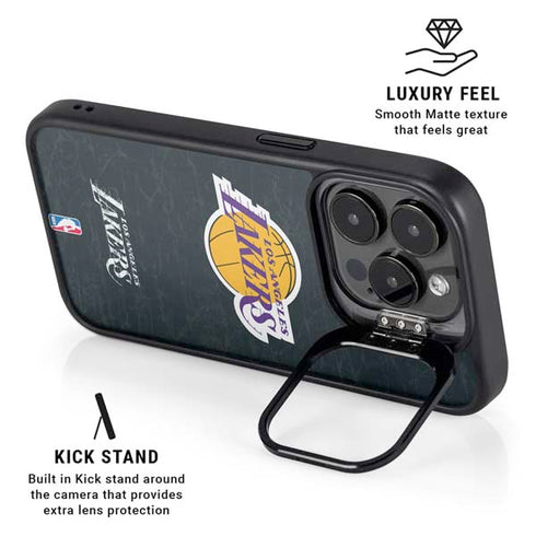 NBA Los Angeles Lakers Black Primary Logo iPhone 16 Pro Kickstand Case