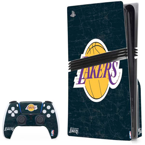 NBA Los Angeles Lakers Black Primary Logo PS5 Pro Disk Bundle Skin
