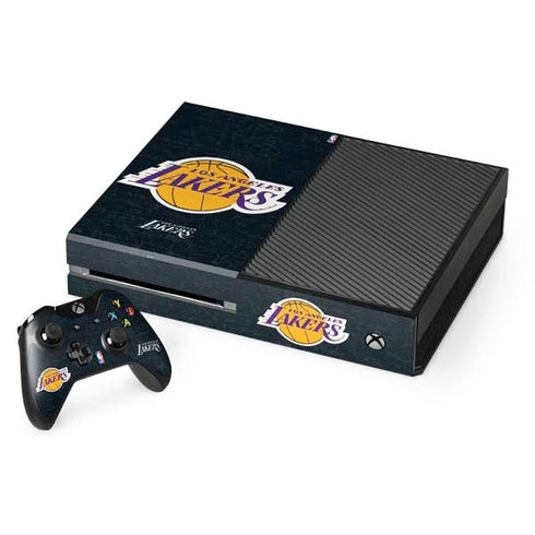 NBA Los Angeles Lakers Black Primary Logo Xbox One Console and Controller Bundle Skin