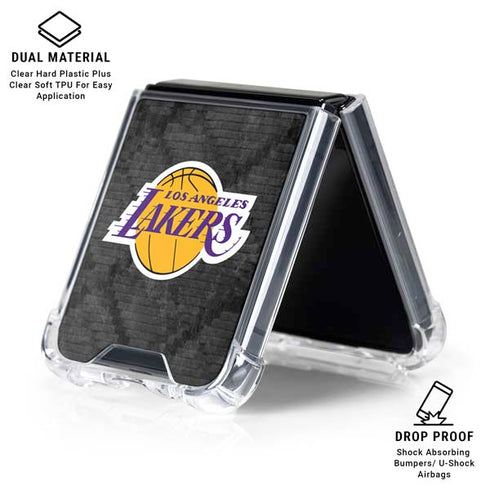 NBA Los Angeles Lakers Dark Rust Galaxy Z Flip6 Clear Case