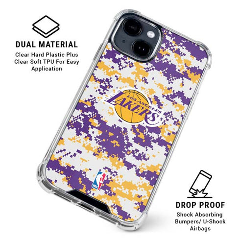 NBA Los Angeles Lakers Digi Camo iPhone 15 Clear Case