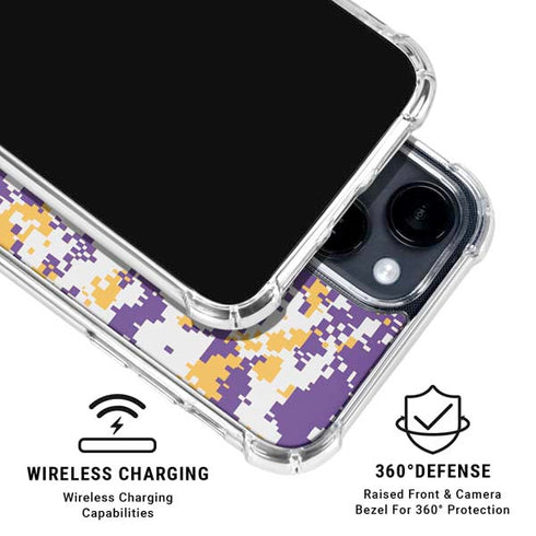 NBA Los Angeles Lakers Digi Camo iPhone 15 Clear Case