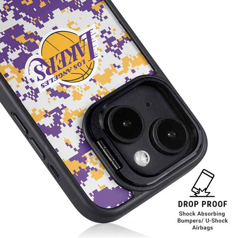 NBA Los Angeles Lakers Digi Camo iPhone 15 Plus Kickstand Case