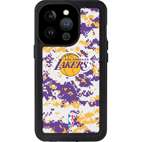NBA Los Angeles Lakers Digi Camo iPhone 15 Pro Waterproof Case