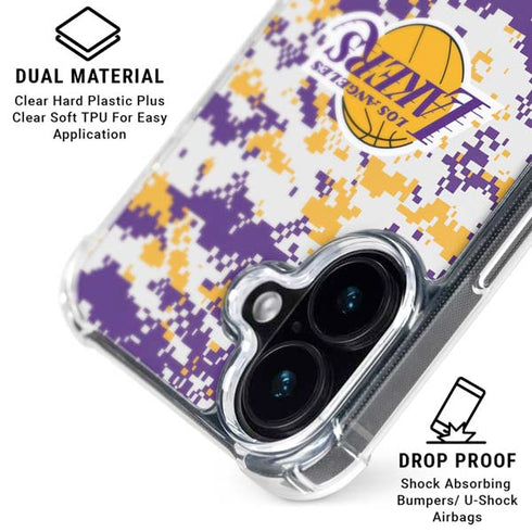 NBA Los Angeles Lakers Digi Camo iPhone 16 Clear Case