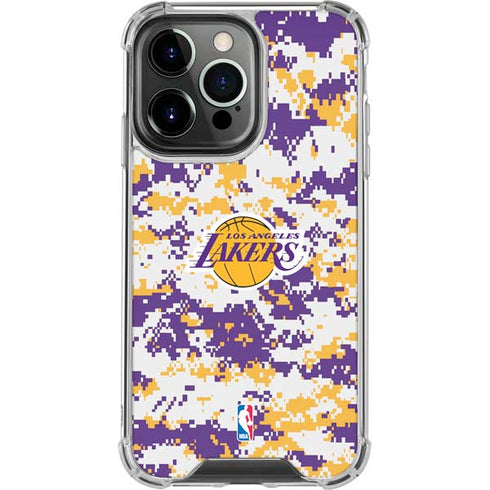 NBA Los Angeles Lakers Digi Camo iPhone 16 Pro Clear Case