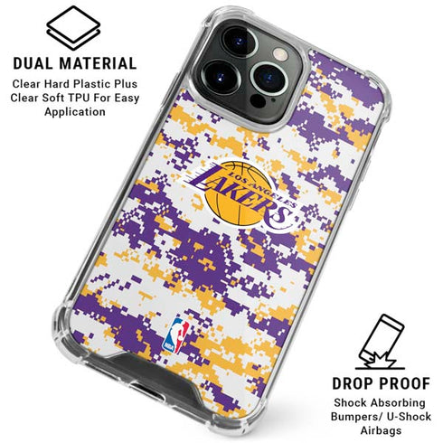 NBA Los Angeles Lakers Digi Camo iPhone 16 Pro Max Clear Case