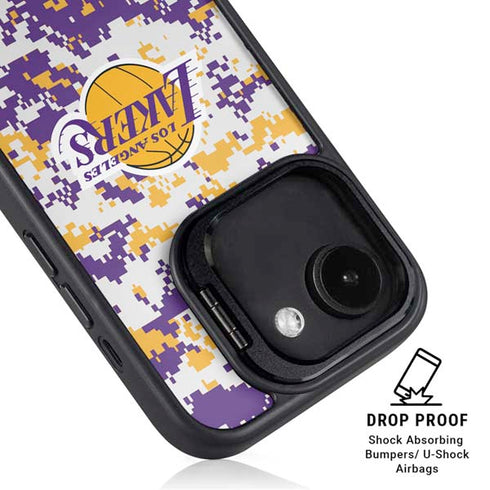 NBA Los Angeles Lakers Digi Camo iPhone 16e Kickstand Case