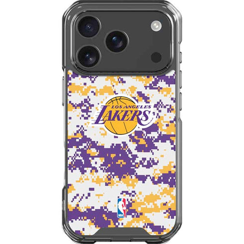 NBA Los Angeles Lakers Digi Camo iPhone 18 Pro Clear Case