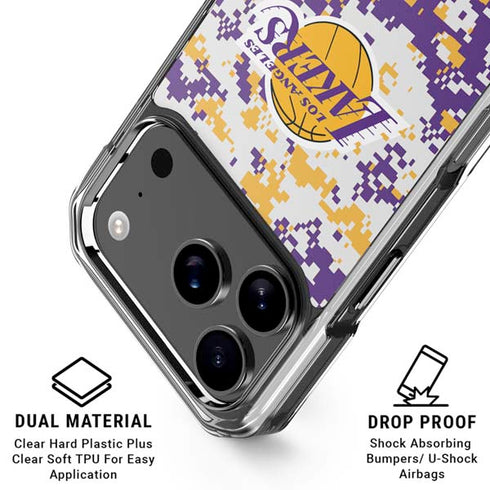 NBA Los Angeles Lakers Digi Camo iPhone 18 Pro Clear Case