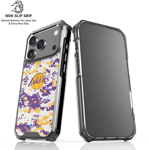 NBA Los Angeles Lakers Digi Camo iPhone 18 Pro Clear Case