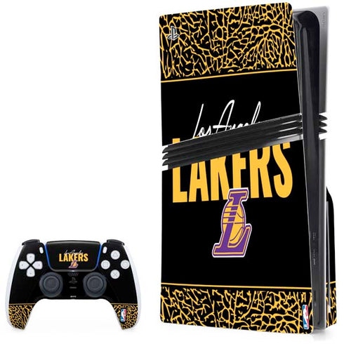 NBA Los Angeles Lakers Elephant Print PS5 Pro Disk Bundle Skin