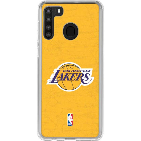 NBA Los Angeles Lakers Distressed Galaxy A21 Clear Case
