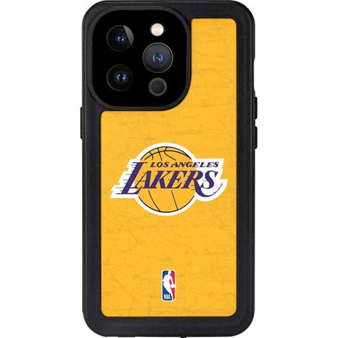 NBA Los Angeles Lakers Distressed iPhone 15 Pro Waterproof Case