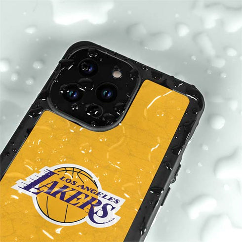 NBA Los Angeles Lakers Distressed iPhone 15 Pro Waterproof Case