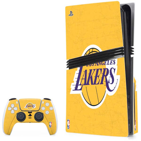 NBA Los Angeles Lakers Distressed PS5 Pro Disk Bundle Skin