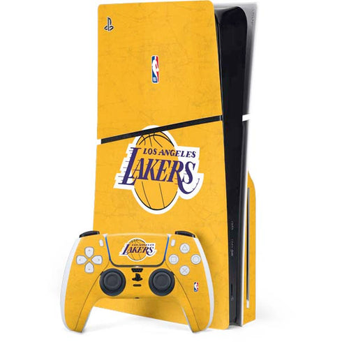 NBA Los Angeles Lakers Distressed PS5 Slim Disk Bundle Skin