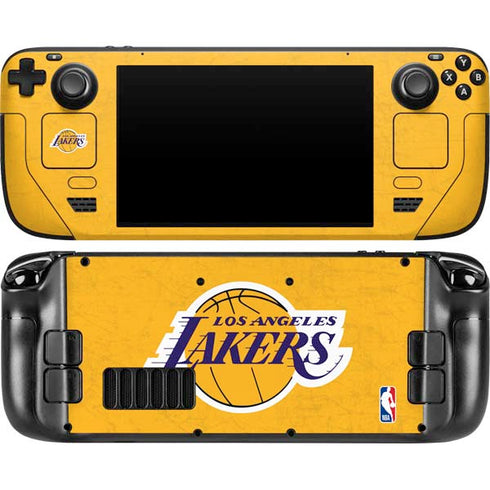 NBA Los Angeles Lakers Distressed Steam Deck Handheld Gaming Computer OLED Skin